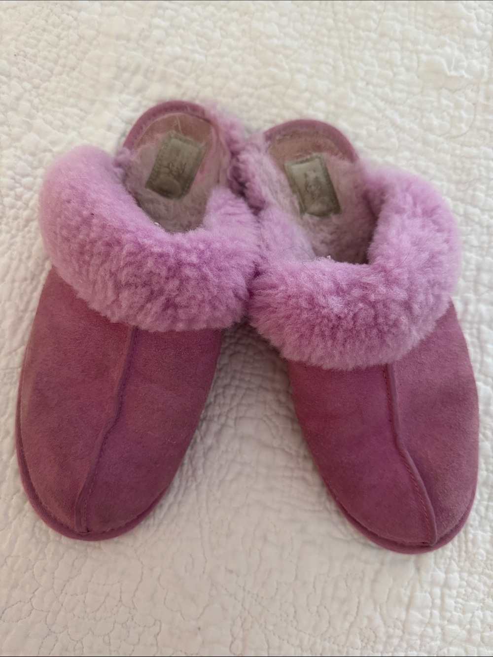 UGG Scuffette Pink Suede Shearling-Lined Women's Slip-On Slippers sz11